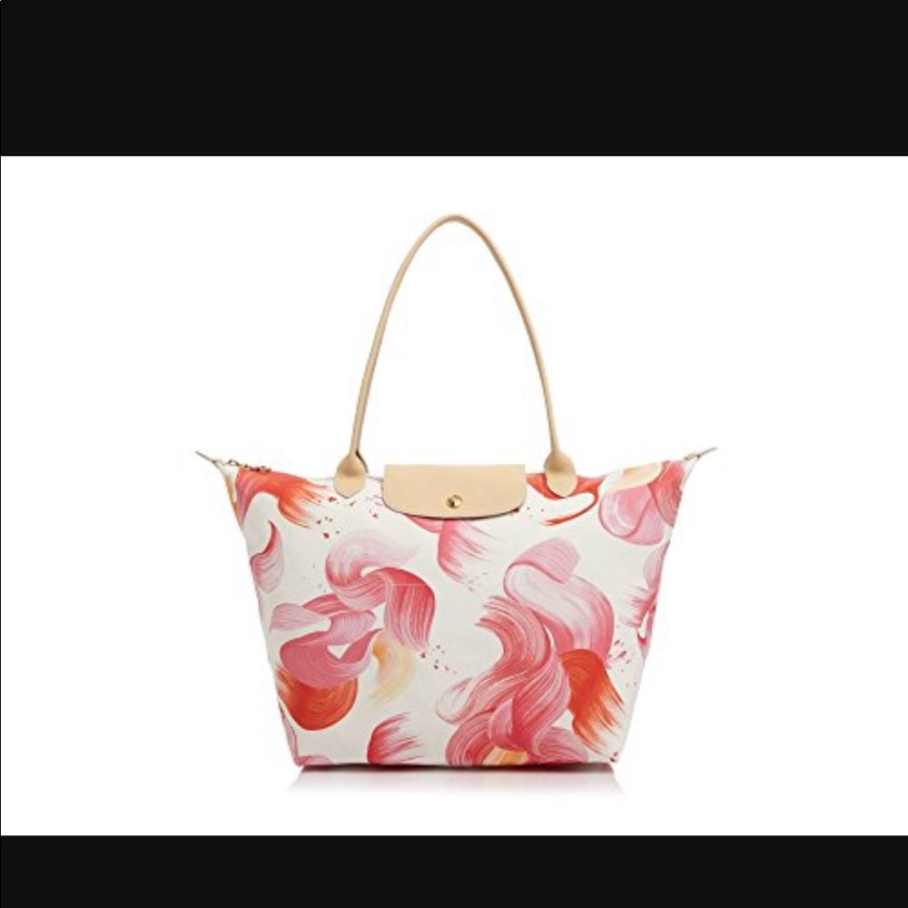 Longchamp le pliage pink ribbons swirl